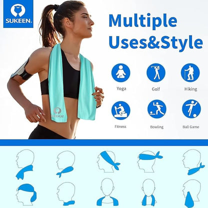 Sukeen Cooling Towels for Neck and Face (40"x12"), Soft Breathable Cooling Towel for Hot Weather, Cooling Neck Wraps, Sweat Towel for Gym, Sport, Running, Workout, Camping, Fitness