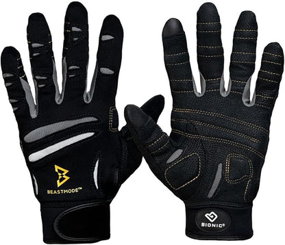 Bionic Men's Beastmode Full Finger Gym Workout Gloves