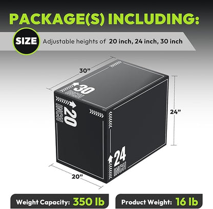 3-in-1 Plyometric Box, Jumping Exercise Equipment Trainer with Non-Slip Surface for Workout Training, Pro-Duty HIIT Exercise Foam Plyo Box, Home Gym