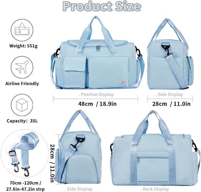 FIORETTO Women's Gym Duffle Bag with Shoes Compartment, 30L Capacity, Ideal for Travel, Gym, Sports, Duffel, Weekender