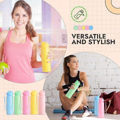 Mifoci 20 Pieces Water Bottle Bulk 17 oz Plastic Water Bottles Bulk Gym Sports Adults Reusable Large Bottles with Leak Proof Flip Top for Party Outdoor (Macaron Colors)