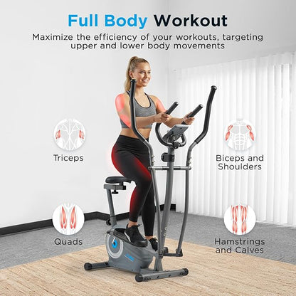 JLL Smart Upright Elliptical & Full-Body Cross Trainer – Compact, Low-Impact Cardio Machine for Home, Arm & Leg Workout, Whisper-Quiet, Heart Rate Monitor, Bluetooth with Fit App, Magnetic Resistance