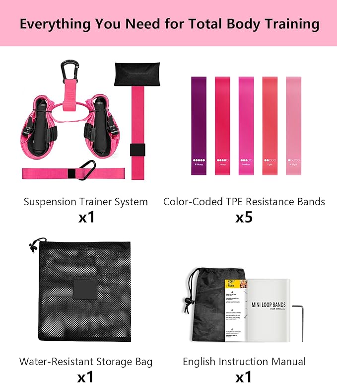 Home Resistance Training Kit - Full Body Workout Equipment with Suspension Straps, Handles & Door Anchor