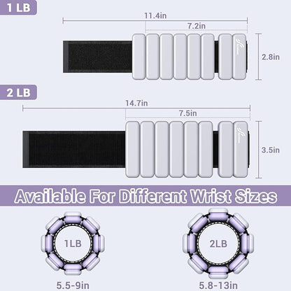 Sportneer Wrist & Ankle Weights for Women Men - 1 Pair (1 lb/2 lb Each) | Adjustable Weighted Bracelet Silicone Bangles for Yoga, Dance, Pilates, Cardio, Aerobics, Gym, Pool Exercises and Jogging