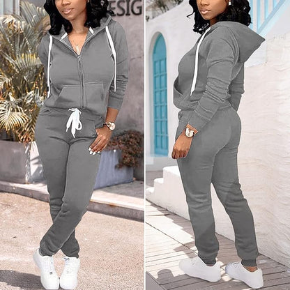 CLOCOR Track Suits for Women Set - Casual 2 Piece Outfits Sweatsuit Pocket Hoodies Long Sleeve with Patchwork Pants Set