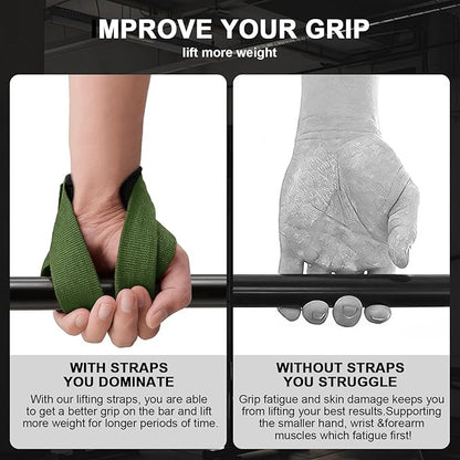 Weight Lifting Straps Anti-Slip Padded Wrist Wraps - Heavy Duty Gym Wrist Support for Deadlift Powerlifting Strength Training - Universal Fit for Men Women