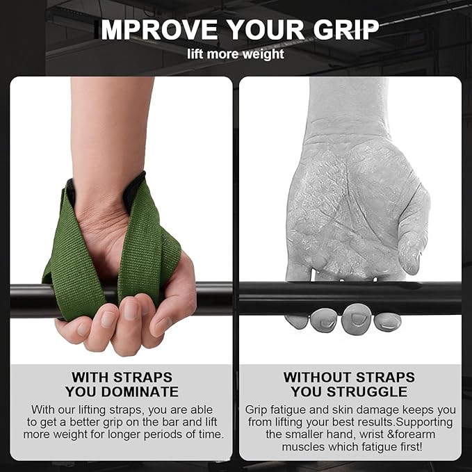 Weight Lifting Straps Anti-Slip Padded Wrist Wraps - Heavy Duty Gym Wrist Support for Deadlift Powerlifting Strength Training - Universal Fit for Men Women