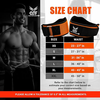 QTF Fitness Neoprene Weight Lifting Belt - Adjustable 6" Gym Support for Stability & Lumbar Support - Sweat Resistant Weightlifting Belt for Men & Women for Squats, Deadlifts & Bench Presses