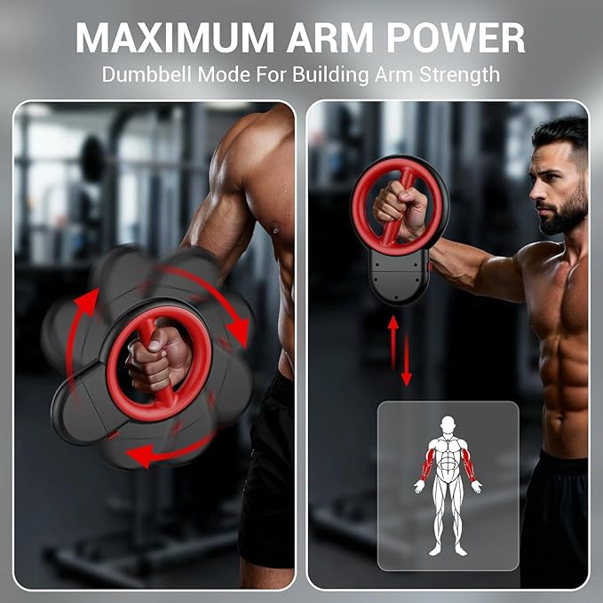 ADISTAR 3-IN-1 Multifunctional Rotator Burn Machine - 360° Spinning Arm Workout, Dumbbell & Adjustable Chest Expander, Forearm Exercise Equipment, Portable Home Gym with Resistance Band & Weight Stack