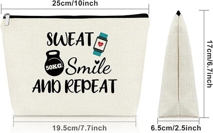 Workout Gift for Women Makeup Bag Gifts for Gym Fitness Lovers Athletic Trainer Bodybuilding Gift Retirement Birthday Present for Sister Friend Female Body Builder Keepsake Cosmetic Bag