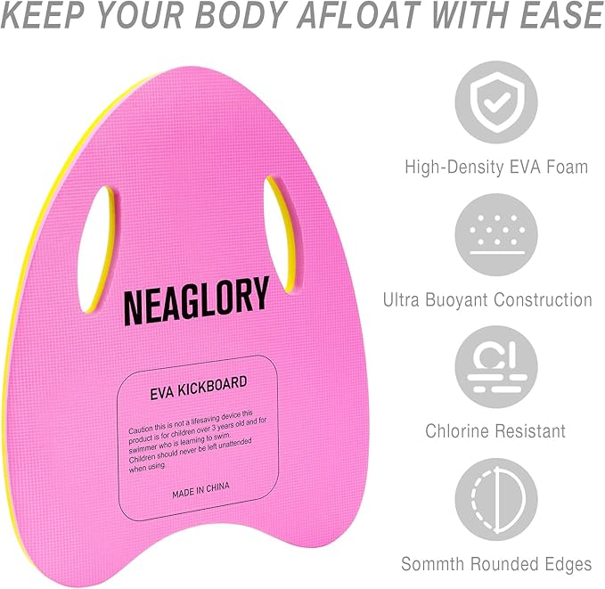 NEAGLORY 5 Pieces Water Aerobics Set, Aquatic Exercise Set Pool Fitness Equipment with Foam Dumbbell, Swim Kickboard, Pull Buoy, Aquatic Swim Belt for Water Workout