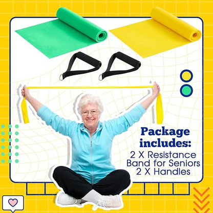 2 Pcs Resistance Band with Handles Chair Exercise Equipment for Seniors Physical Therapy Band Gifts for Elderly Women Rehab, Physical, Grandma, Grandpa