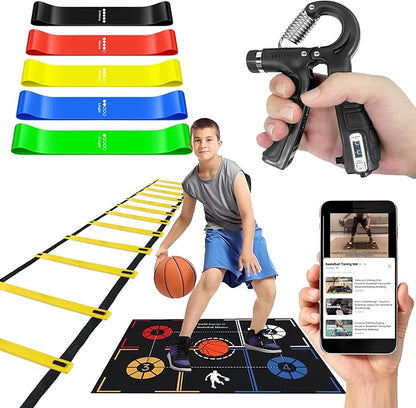 Basketball Training Equipment, Agility Footwork Training Mat, Dribble Trainer, Basketball Practice Aids to Improve Speed, Strength and Coordination
