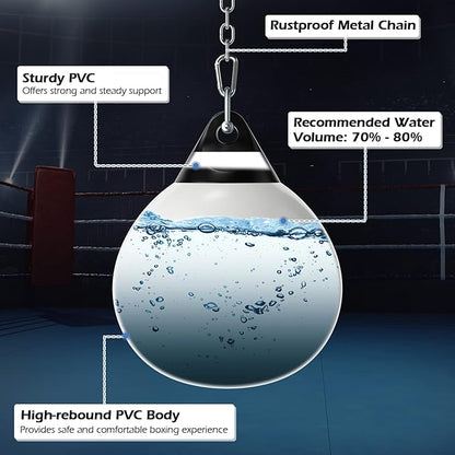 Goplus Water Aqua Bag, 21'' 180 Pound /18” 110 Pound Heavy Punching Bag with Adjustable Metal Chain, Water Injection Hose, Boxing Training Bag for Adults Fitness, MMA