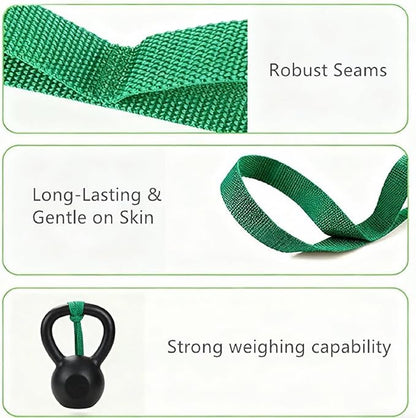 Bestac Stretching Strap Yoga Strap for Home Workout, Exercise, Pilates & Gymnastics - 10 Loops Non-Elastic Stretch Band for Flexibility, Women & Men