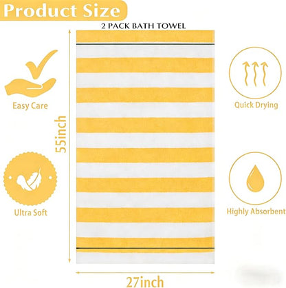 2-Pack Microfiber Bath Towels (27x54 Inches) - Ultra Soft & Quick Dry, 3X Absorbency, Lightweight for Gym, Yoga, Travel & Spa - Perfect for Home, Fitness & Post-Workout