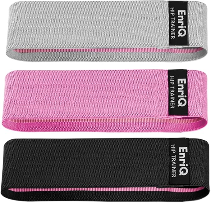 EnriQ Booty Bands Fabric Resistance Bands for Legs and Butt - Non Slip Cloth Hip Bands Elastic Workout Bands - Activate Glutes and Thighs - Made of Premium Elastic Fabric