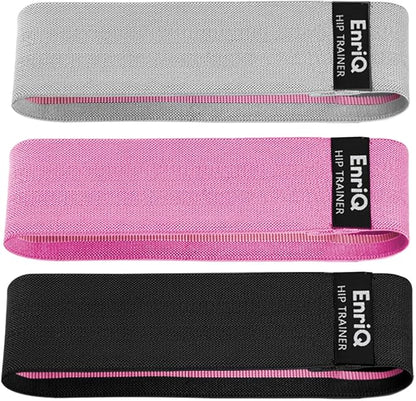 EnriQ Booty Bands Fabric Resistance Bands for Legs and Butt - Non Slip Cloth Hip Bands Elastic Workout Bands - Activate Glutes and Thighs - Made of Premium Elastic Fabric