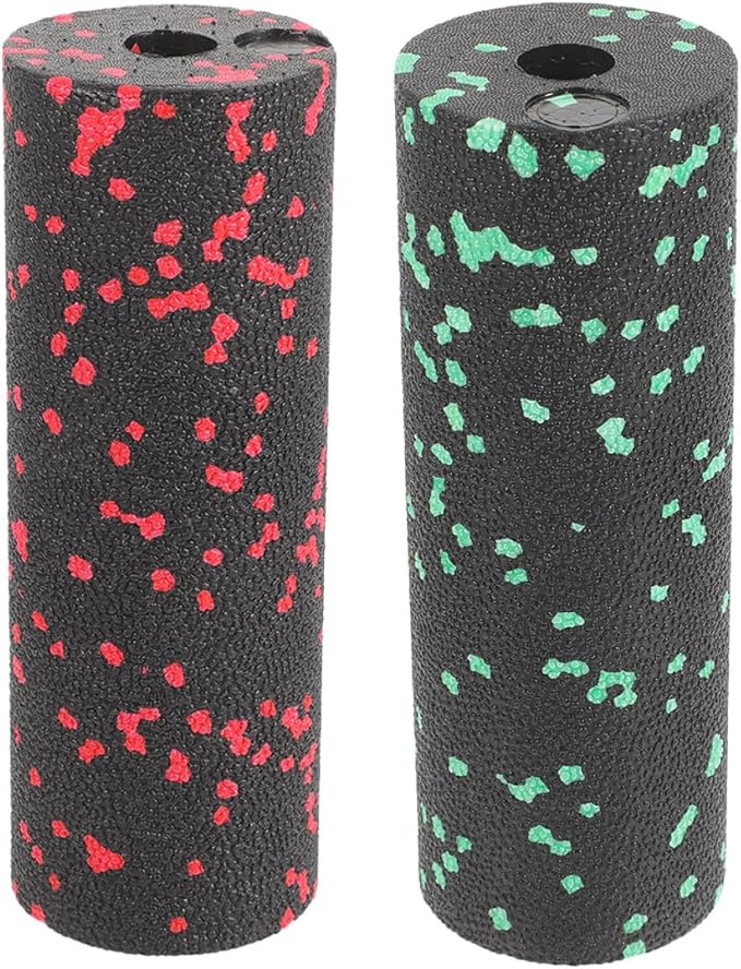 Veemoon 2pcs Mini Exercise Foam Rollers for Muscle Massage, Lightweight Hollow Fitness Rollers for Travel, Includes Green and Red Body Massage Sticks for Muscle Relaxation
