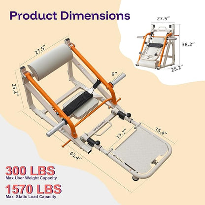 SPORTSOUL Foldable Hip Thrust Machine with Weight Holder, Plate-Loaded Glute Bridge Machine with Band Peg, Heavy Duty Glute Workout Equipment Home Gym for Booty Muscles Building, Adjustable Footboard