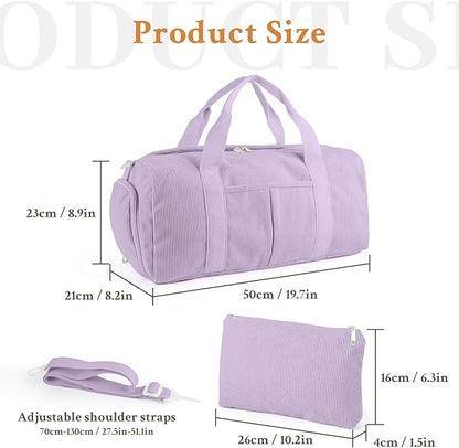 2PCS Gym bag for women, Duffle Bag with Wet Pocket & Shoe Compartment and item bag, Duffle Bag for Travel, Sports, Fitness & Workout