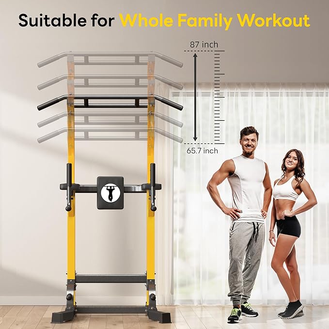 SogesPower Power Tower Pull Up Bar Station Multi-Function Pull Up Bar Stand for Home Gym, Adjustable Height Pull Up Dip Station Dip Bar Strength Training Fitness Equipment,Up to 500LBS