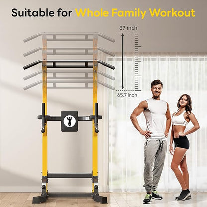 SogesPower Power Tower Pull Up Bar Station Multi-Function Pull Up Bar Stand for Home Gym, Adjustable Height Pull Up Dip Station Dip Bar Strength Training Fitness Equipment,Up to 500LBS