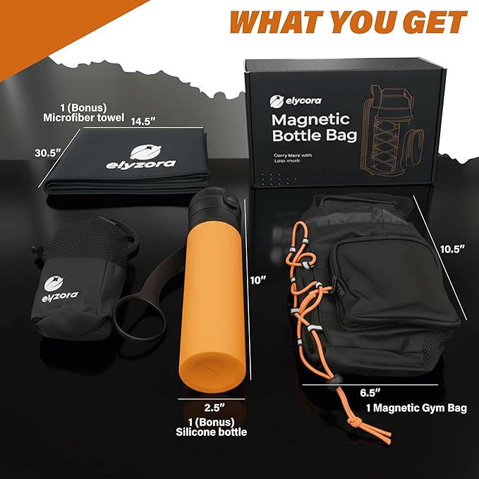 Magnetic Gym Bag for Men and Women - Water Bottle Holder, Phone Pocket, Sling Strap - Durable Sports Workout Crossbody Shoulder Pouch for Travel Exercise - Magnetic Gym Pouch.