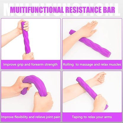 Flex Therapy Bar and Grip Strength Trainers set, Physical Therapy & Resistance Bar for Golfers Elbow, Tendinitis, Wrist,Forearms Pain, Improve Grip Strength and Relieve Pain