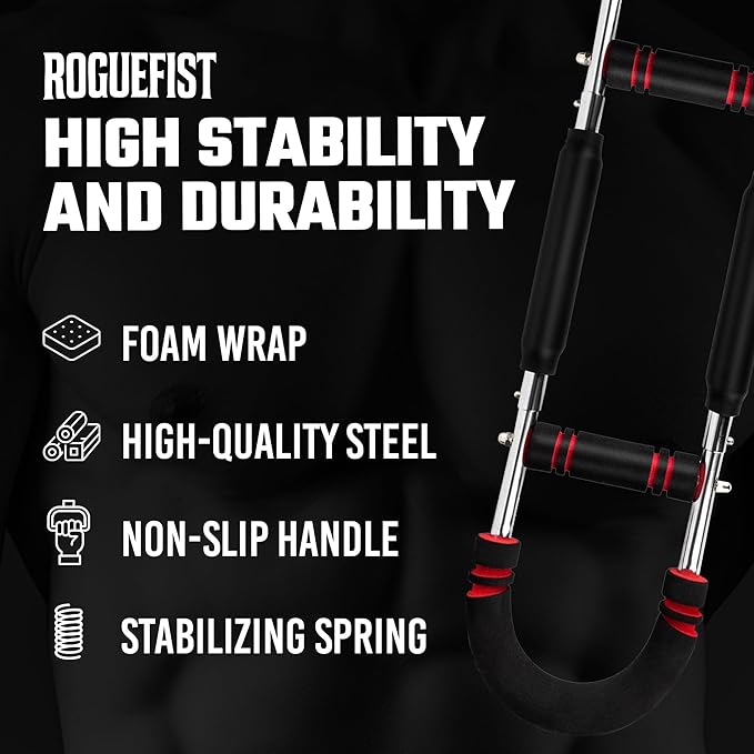 Twister Arm Trainer, Adjustable 3 Resistance Levels (60–100 lbs) Stainless Steel Arms Strengthener for Shoulders, Biceps Chest Workout Equipment with Added Silicone Gym Grip Pads
