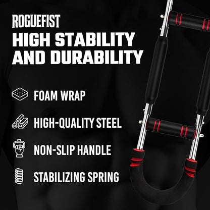 Twister Arm Trainer, Adjustable 3 Resistance Levels (60–100 lbs) Stainless Steel Arms Strengthener for Shoulders, Biceps Chest Workout Equipment with Added Silicone Gym Grip Pads