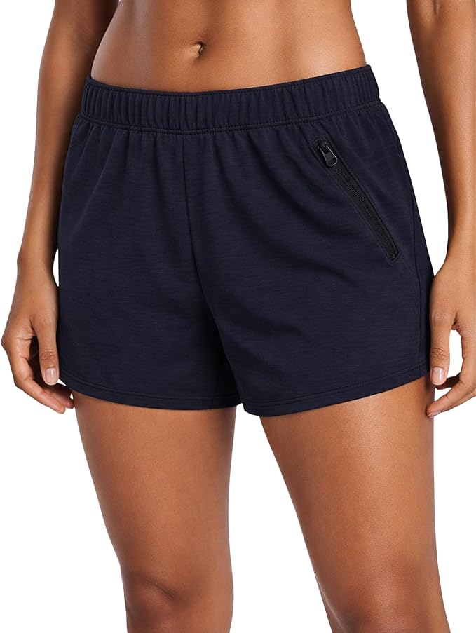 Liberty Imports 1 or 5 Pack Womens Lounge Workout Shorts with Zipper Pockets 5" Inseam Lightweight Athletic Casual Shorts