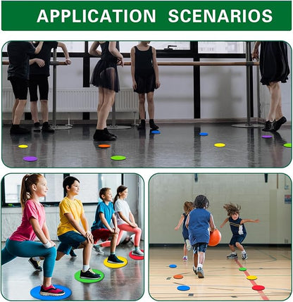 Spot Markers 4.72/9 Inch 12/24/36 Pcs Anti-Slip Agility Floor Markers,Colorful Flat Field Gym Classroom Floor Spots Set for Indoor Outdoor Soccer Basketball Sports Speed Training and Drills