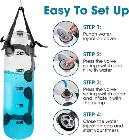 Water Weights Aqua Bag - Dual-Purpose Water Punching Bag, Sandbag Alternative for Strength Training, Portable Stability Fitness Equipment for Core and Balance Home Gym - 55 LBS