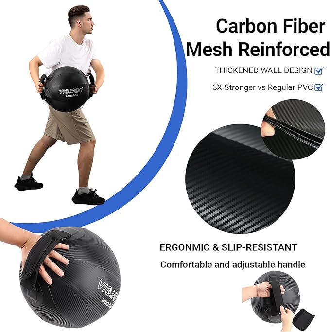 Heavy Aqua Bags-Water weight Bag 38-66Ibs - Ultimate Core Water Weights Aqua Ball-Adjustable Workout Sandbag Alternative for Full Body Exercise, Portable Stability Fitness & Balance Trainer Equipment