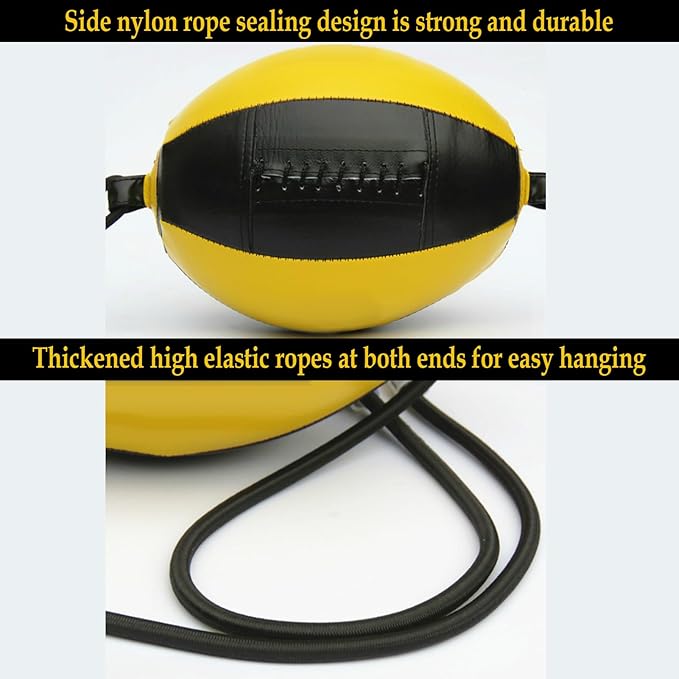 Reflex Boxing Ball, Punching Bag Set, Double End Feature Training Equipment, Pu Leather Ball with Carabiners and Headband, Speed and Reaction Hand Eye Exercise, Home Gym Use for Boxing 12x12 Inches