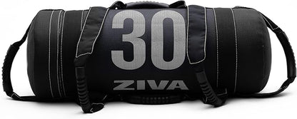 ZIVA Premium Power Core Sandbag - Elite Level Pre-Weighted Workout Bag, Commercial Grade Textured DuraLeather Shell, Reinforced Stitching Webbing, Ergonomic Handles | Home Gym Exercise - (10-50 lbs.)