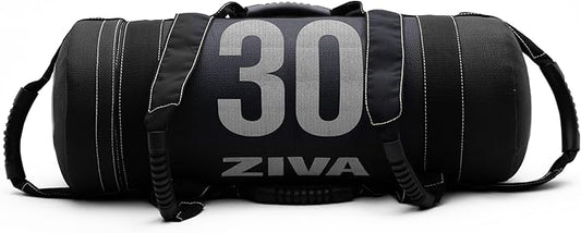 ZIVA Premium Power Core Sandbag - Elite Level Pre-Weighted Workout Bag, Commercial Grade Textured DuraLeather Shell, Reinforced Stitching Webbing, Ergonomic Handles | Home Gym Exercise - (10-50 lbs.)
