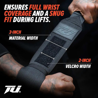 Industry Wrist Wraps - No Thumb Loop Lifting Straps - Wrist Straps For Men & Women. Gym, Crossfit, Power Lifting, Body Building, Weightlifting, Deadlift