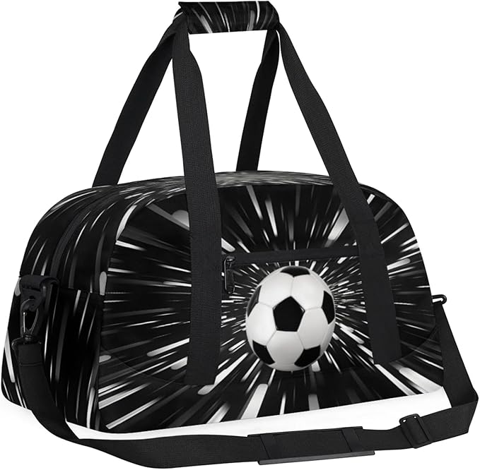 Sports Soccer Duffel Bag, Sport Gym Bag Large Compartment Cheerleaders Dance Bag Weekender Bags Travel Training Bag for Men, Abstract Black Background Black White