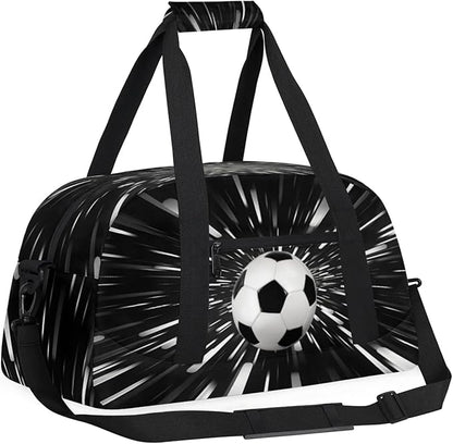 Sports Soccer Duffel Bag, Sport Gym Bag Large Compartment Cheerleaders Dance Bag Weekender Bags Travel Training Bag for Men, Abstract Black Background Black White