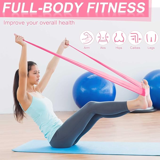 DEEKIN 10 Pcs Resistance Bands Professional Exercise Elastic Bands Latex-Free Yoga Starter Set for Pilates, Physical Therapy, Strength Training, Yoga, Working Out for Women Home Gym