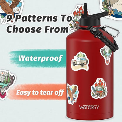 1 Gallon Water Bottle Insulated(Cold for 48 Hrs),BPA Free&Leak Proof,128oz Stainless Steel Water Jug,Large Water Bottle with Straw Spout Lids for Gym,Hiking,Camping&Travel,Red