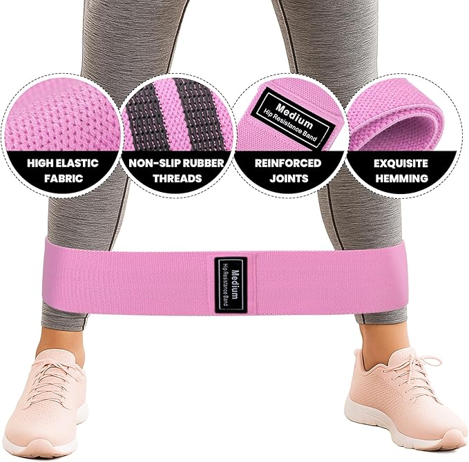 Muka 3 Pcs Resistance Bands Fabric Stretch Bands for Working Out, Yoga Elastic Band Loops for Booty Legs Thigh Glute Exercise