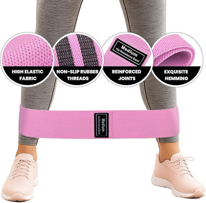 Muka 3 Pcs Resistance Bands Fabric Stretch Bands for Working Out, Yoga Elastic Band Loops for Booty Legs Thigh Glute Exercise
