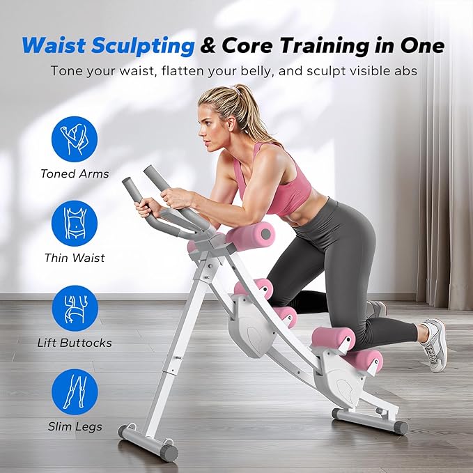 MERACH Ab Machine, Adjustable Ab Trainer Machine, AB Workout Equipment for Home Gym, Independent Dual Tracks for Mountain Climber, Foldable for Home Exercise, Load Capacity 440 LBS