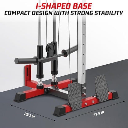 LAT Pulldown Machine, Multi-Functional Cable Machine with High and Low Pulley Station, Row Cable Machine Home Gym with Leg Support, Tricep Workout Equipment
