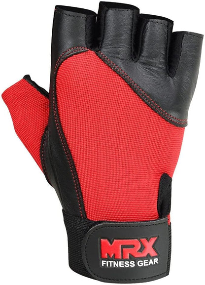MRX Weight Lifting Gloves Gym Training Bodybuilding Fitness Powerlifting Workout Weightlifting Gloves Genuine Leather for Men & Women
