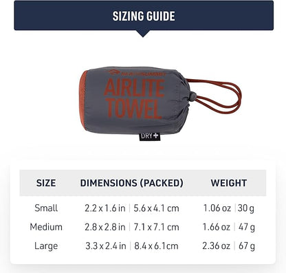 Sea to Summit AirLite Towel, Ultralight Camping and Travel Towel, Medium, Beluga
