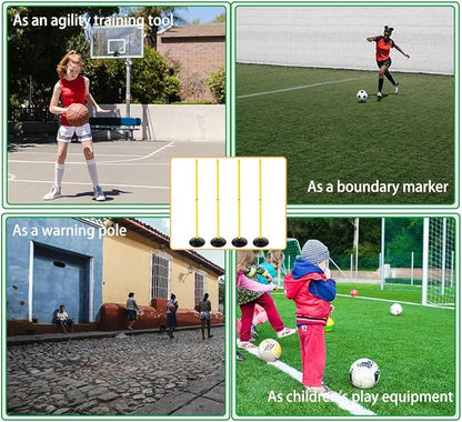 Soccer Agility Poles Set Detachable Sports Trainning Speed Pole Slalom Poles with Rubber Base Sport Traning Equipment